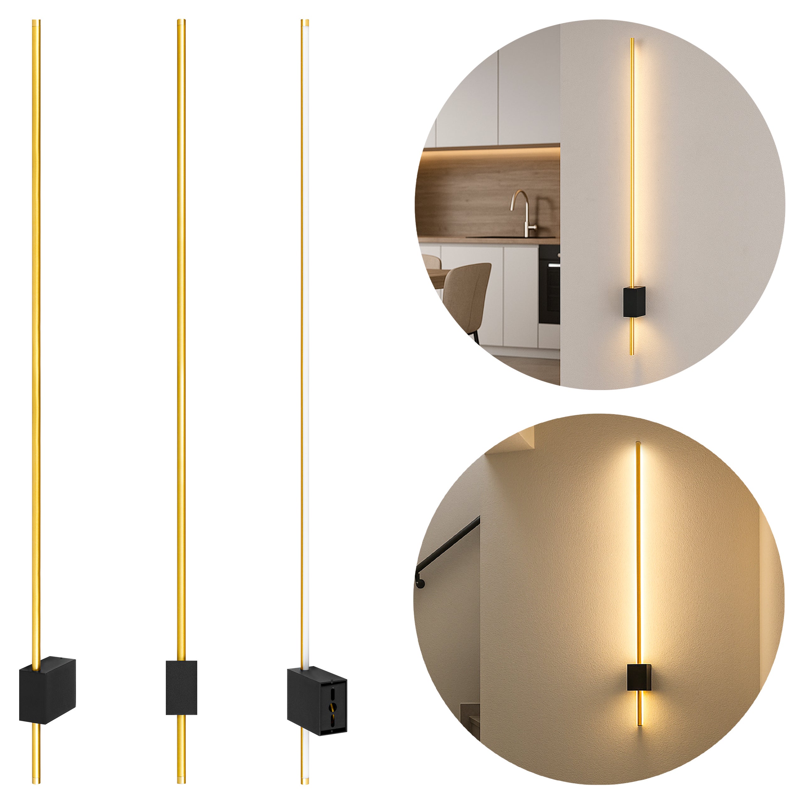 Kinkiet ścienny LED Como 90cm 9W IP20 4000K wewnętrzny zloty czarny lampa MasterLED - 7