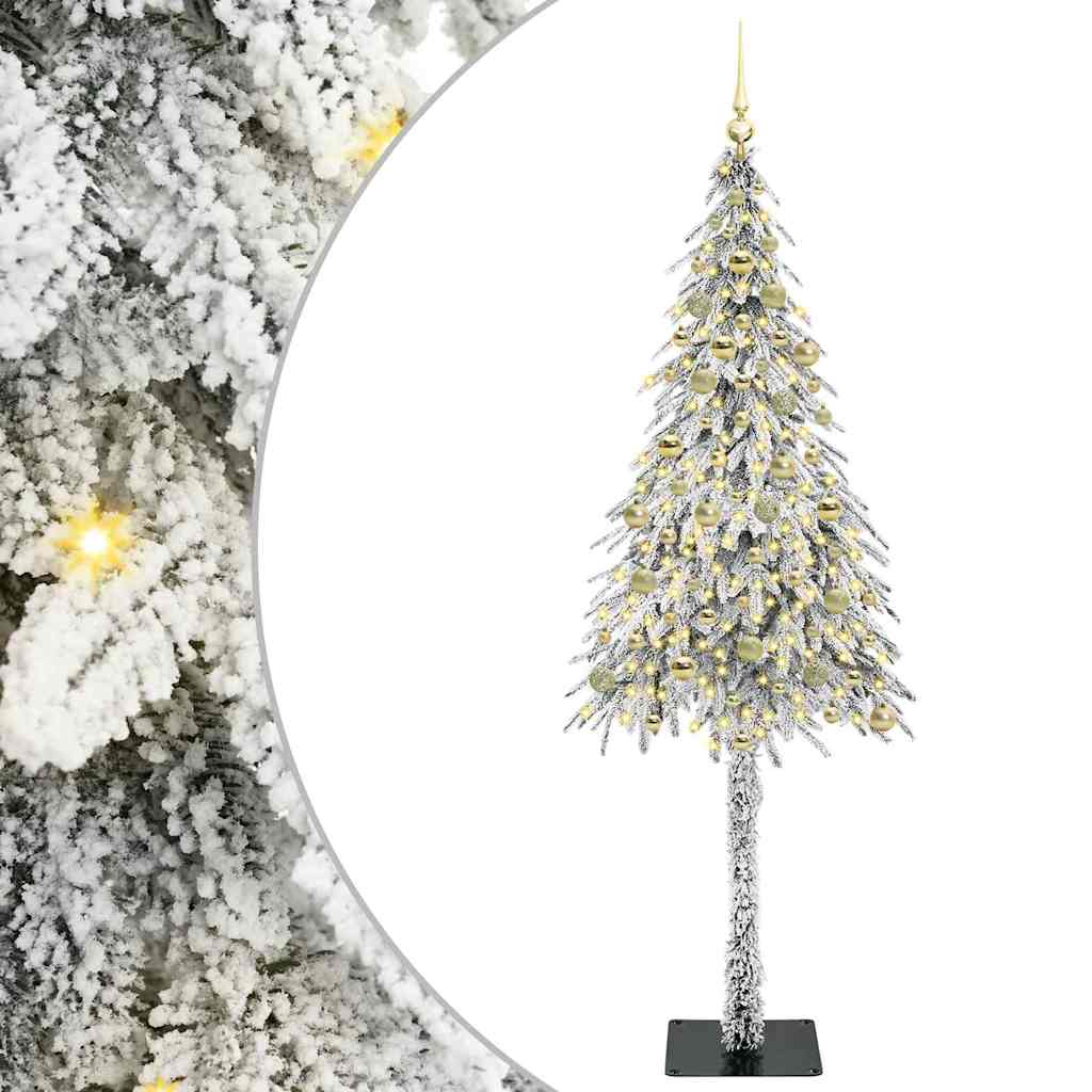 Costway Sapin de Noël, 210/225/240 CM, Arbre de Noël Artificiel avec Lumières LED Blanc Chaud et Pommes de Pin, Décoration de Noël en Matériau PVC pour Maison, Magasin, Vert (210CM