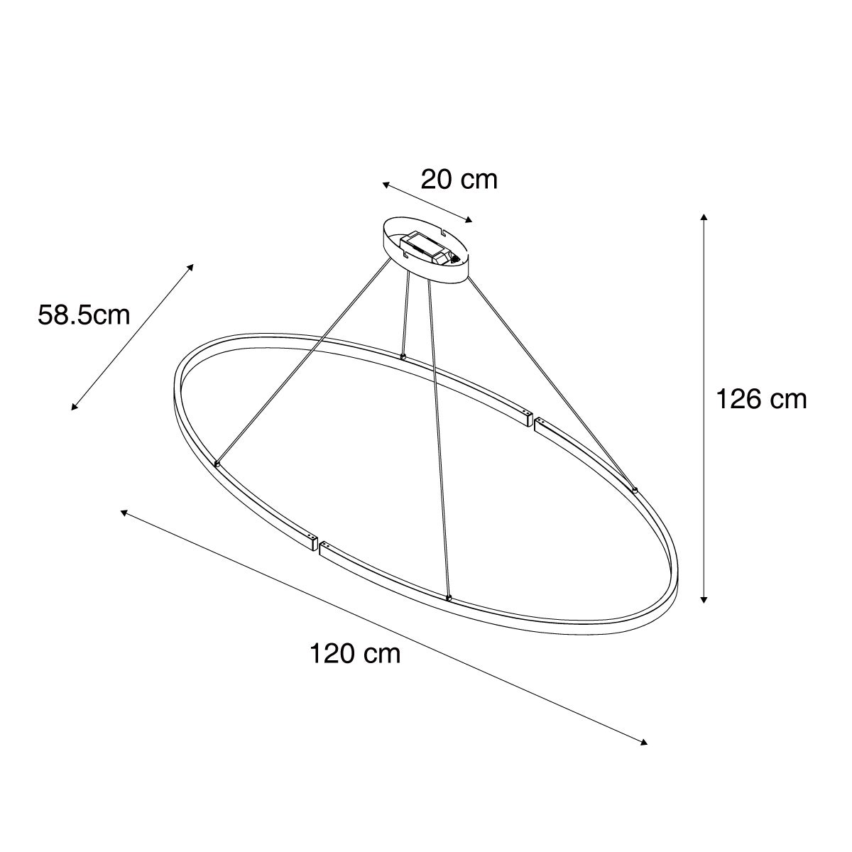 Qazqa design lampe suspendue pour table à manger - Ovallo - noir, ovale, led intégrée 30w incluse, Integrated led, 2700k, blanc - 3