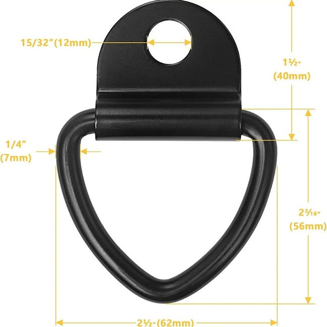 12x Anelli di Ancoraggio con Viti, D Anello Cinghie di Fissaggio, Cargo 12x Anelli di Ancoraggio con Viti, D Anello Cinghie di Fissaggio, Cargo