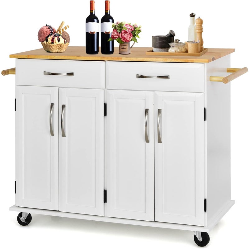 Wózek kuchenny na kółkach, wózek do serwowania z blatem roboczym i wieszakiem na ręczniki, wyspa kuchenna, szafka kuchenna na kółkach, do kuchni,