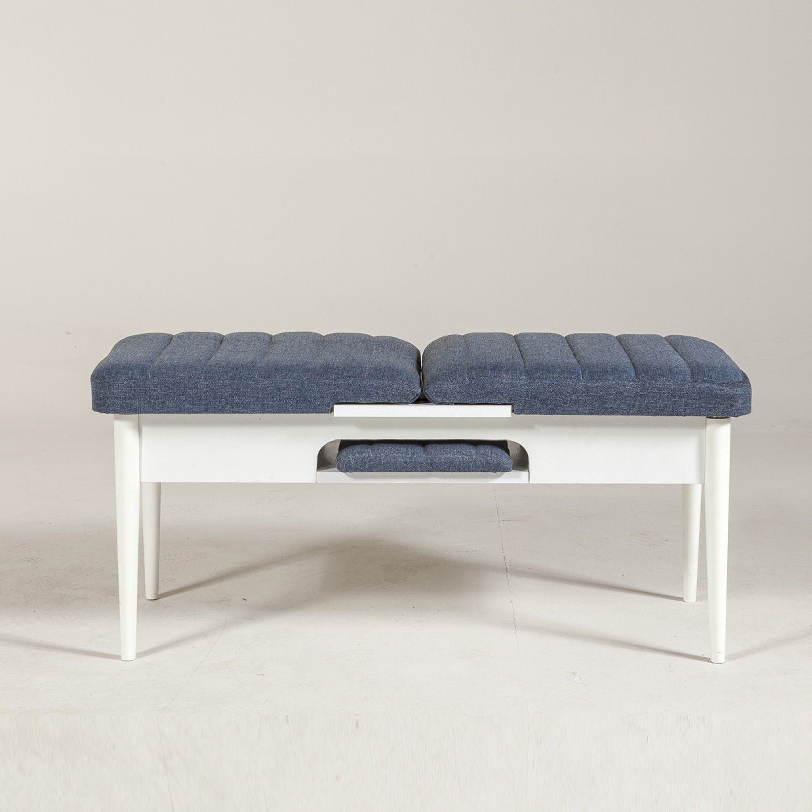 Banc capitonné Scamnum Bois Blanc et Bleu horizon | Leroy Merlin