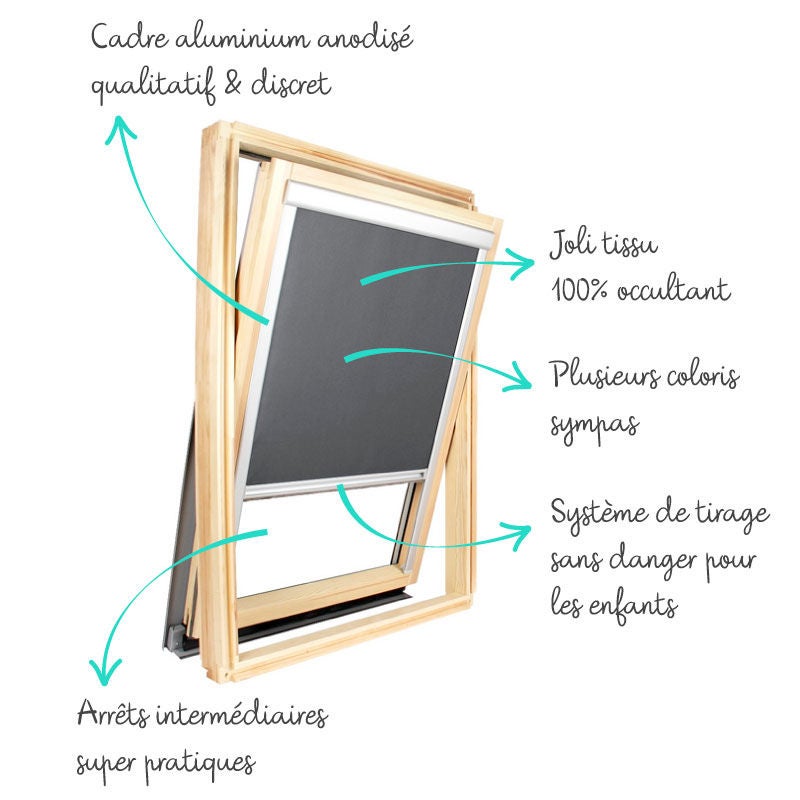 Store occultant pour fenêtre de toit VELUX ® - Ossature grise - Compatible code dimension 804 , U04 , 7 - Gris Anthracite - 6