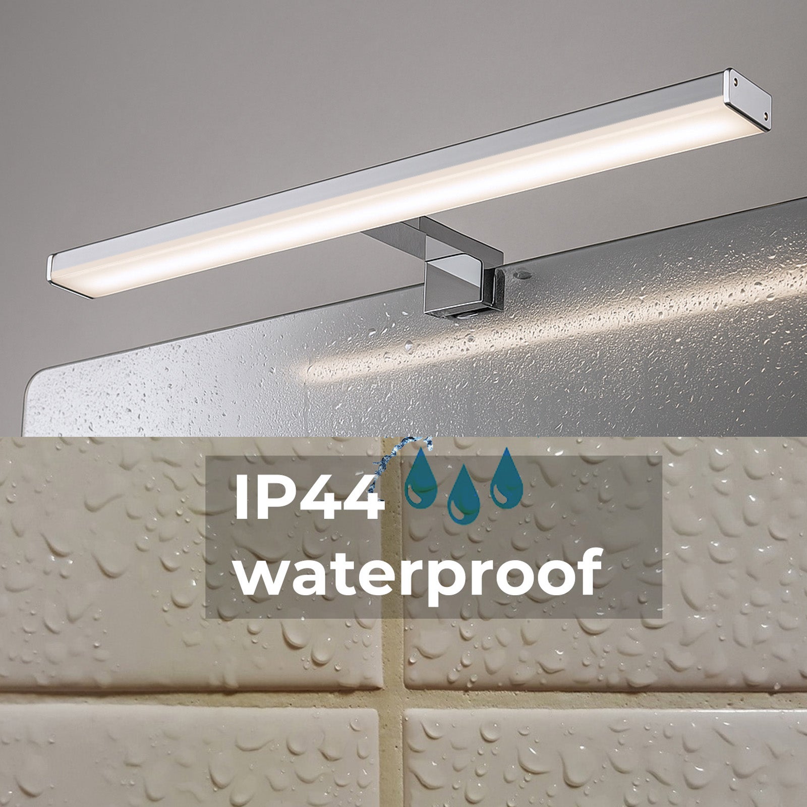 Applique mural LED 12W 50 cm IP44 pour salle de bain, miroir et meuble, slim, en aluminium chromé avec lumière blanche neutre. - 3