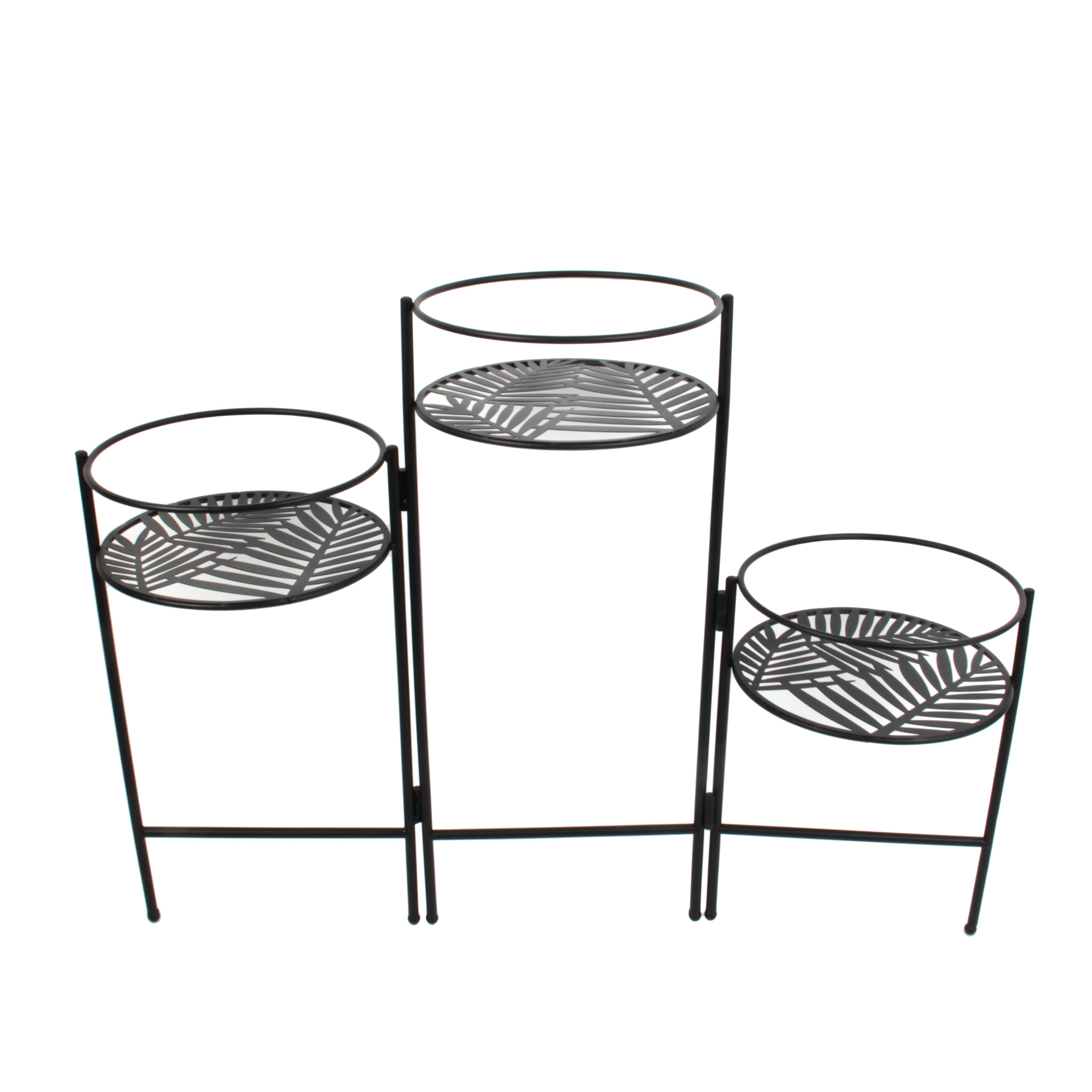 Porte-plantes - Home Deco Factory - Métal - Ajouré - Noir - 3 Plateaux - 3