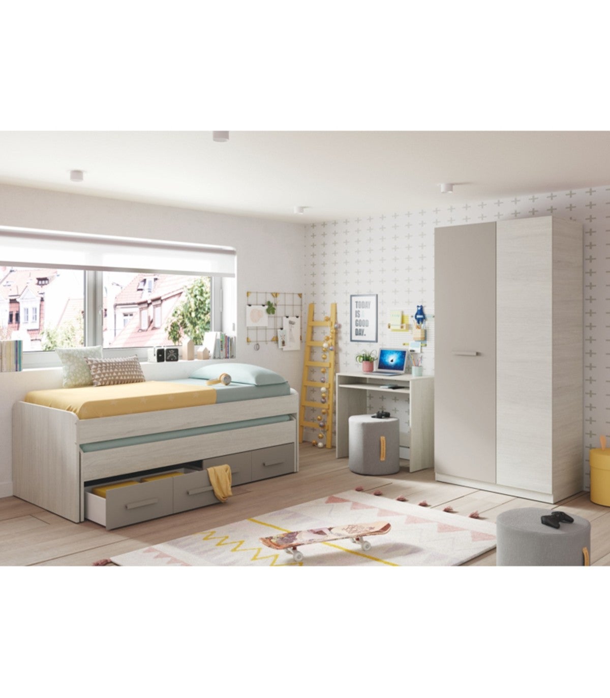 Armoire enfant MAUD 2 portes L90cm x H200cm - Taupe - 8