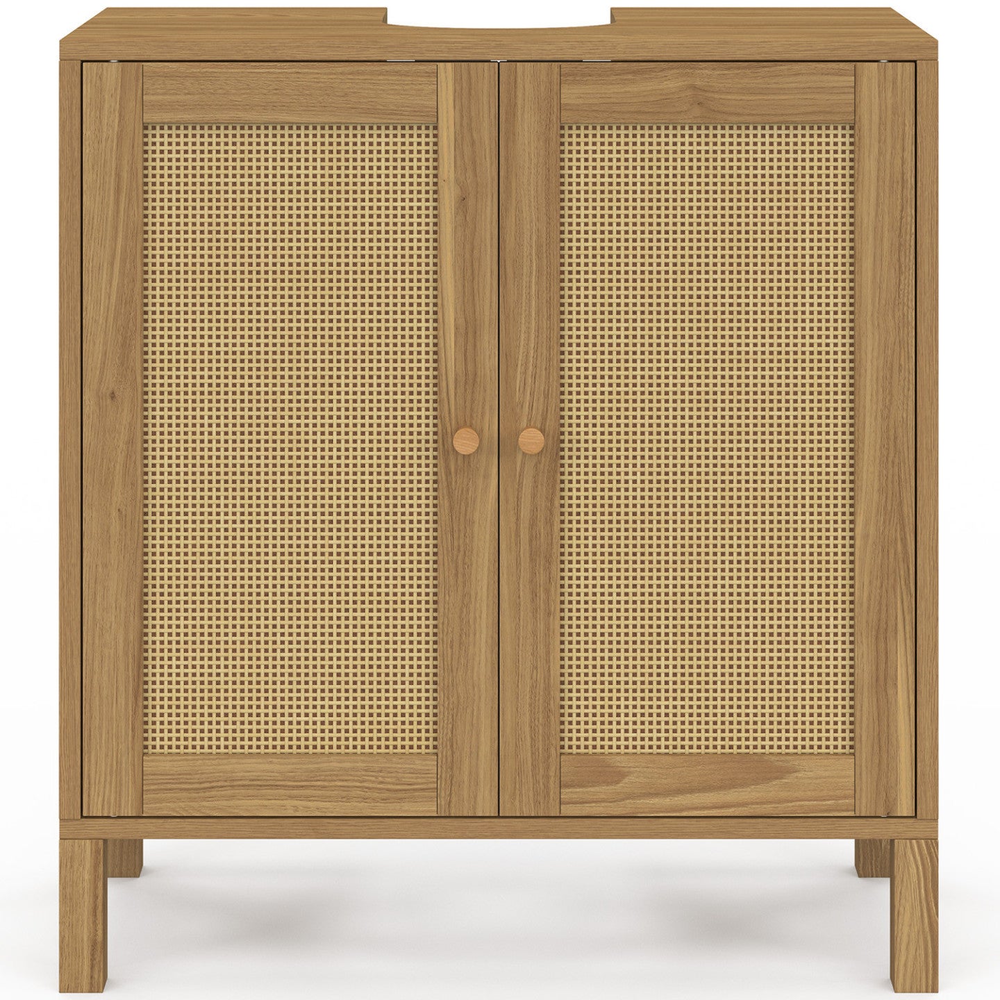 Meuble sous lavabo salle de bain HANAE effet naturel cannage - 4