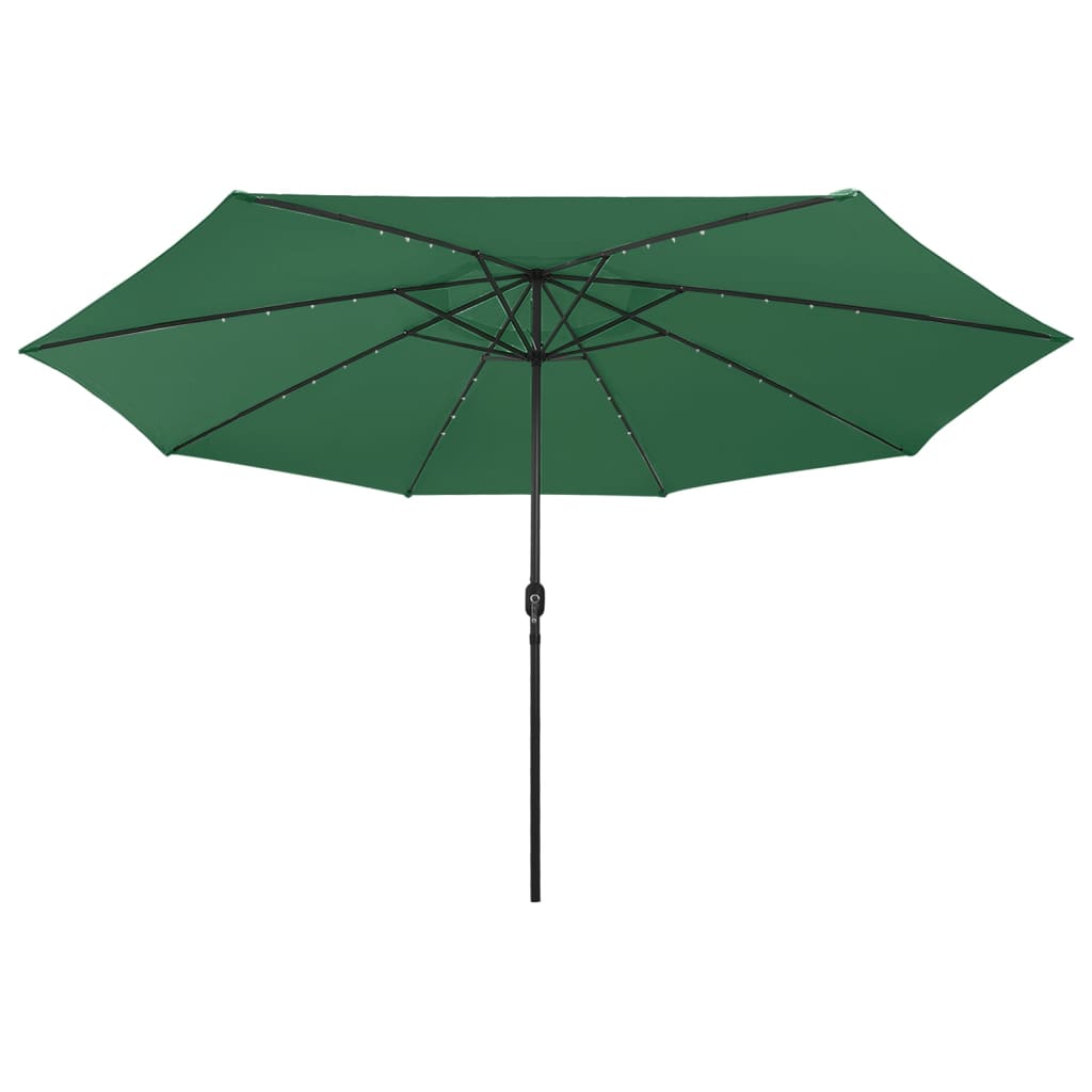 Parasol d'extérieur avec LED et mât en métal 400cm Vert - 4