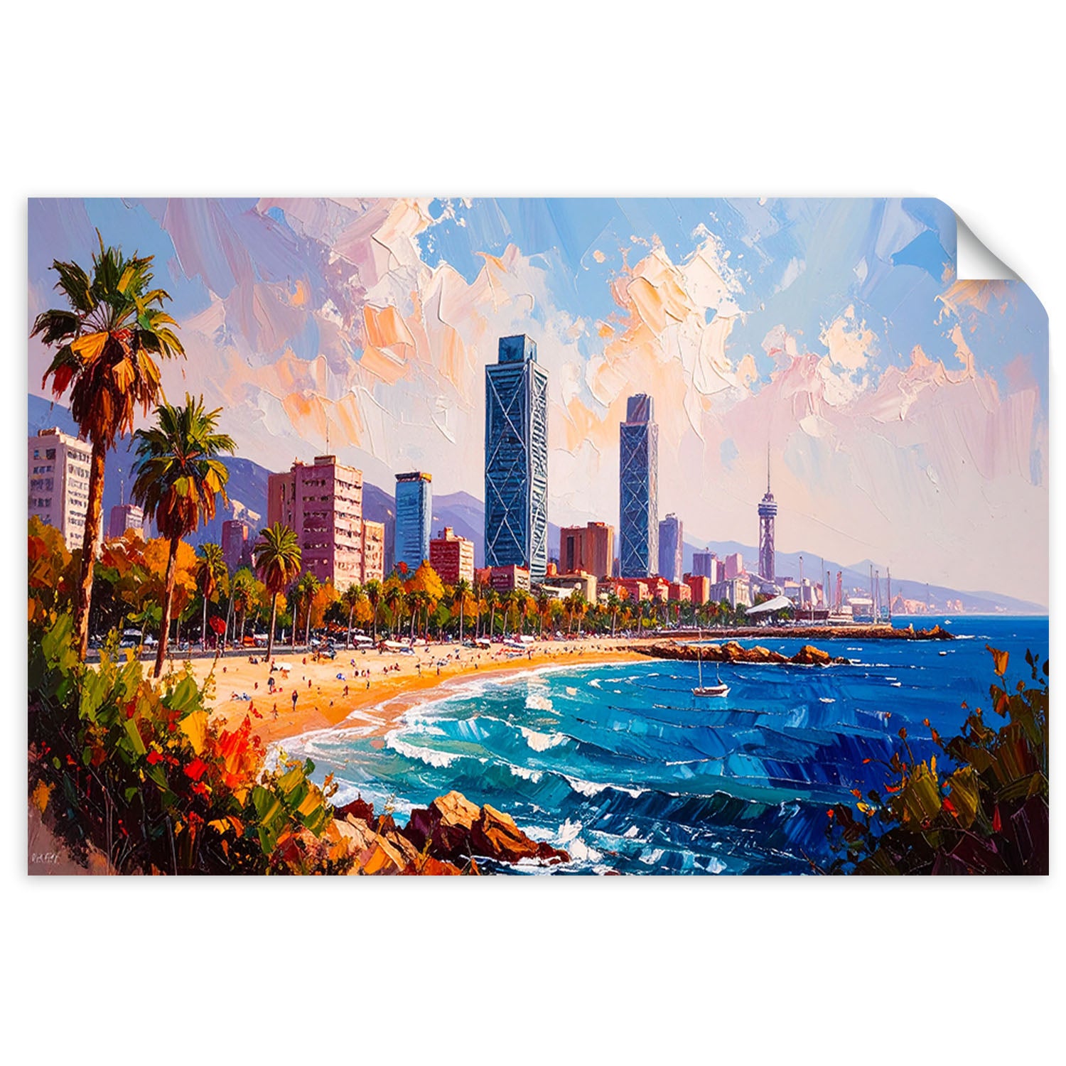 Naklejka na ścianę, Plaża Barcelona Hiszpania 100x70