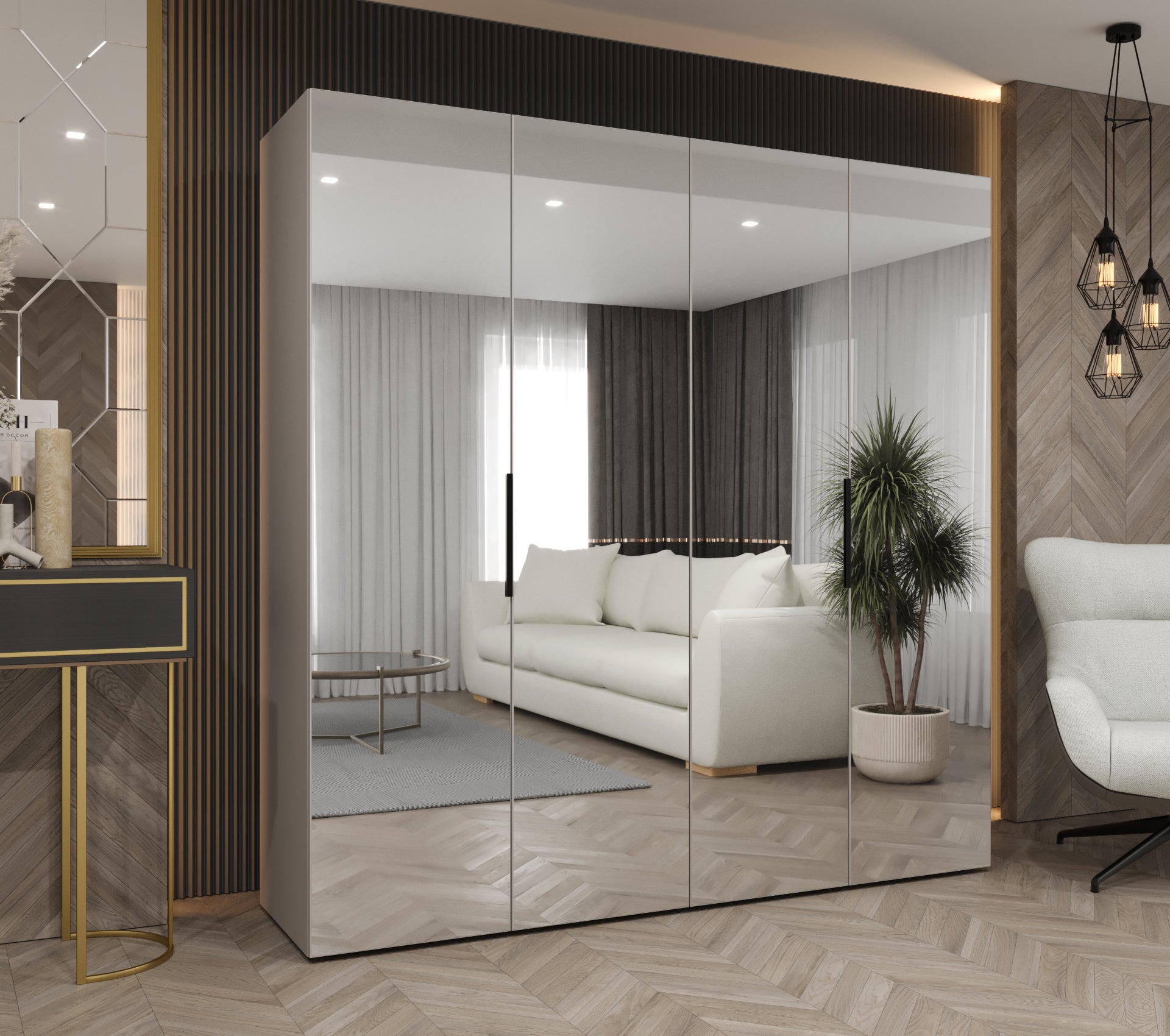 Szafa uchylna otwierana Marbella 3 200 x 52 x 202 cm kaszmir + u. czarny Abiks Meble - 2