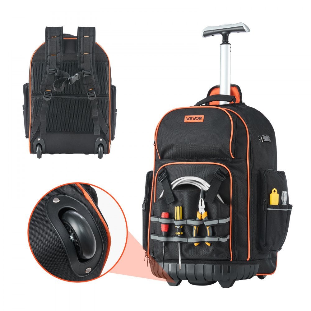 Essenza Mochila De Herramientas Con Ruedas 50 Kg 72 Bolsillos Y Asa Telescópica Naranja , Leroy Merlin