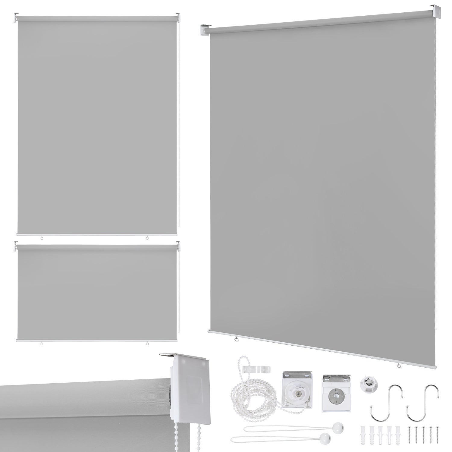 Zestaw 2 Rolety Pionowe 100x140 cm na Balkon Brise Vista Tela Wodoodporna Ociemniająca 80% Jasnoszary Fixation