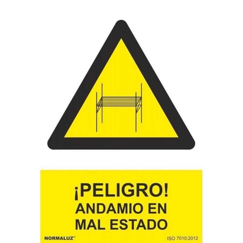 Señal ¡Peligro! Andamio en mal estado, con tintas UV SEKURECO 200 x 300 ...