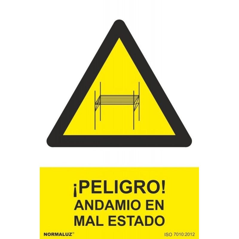 Señal ¡Peligro! Andamio en mal estado, con tintas UV SEKURECO 200 x 300 ...