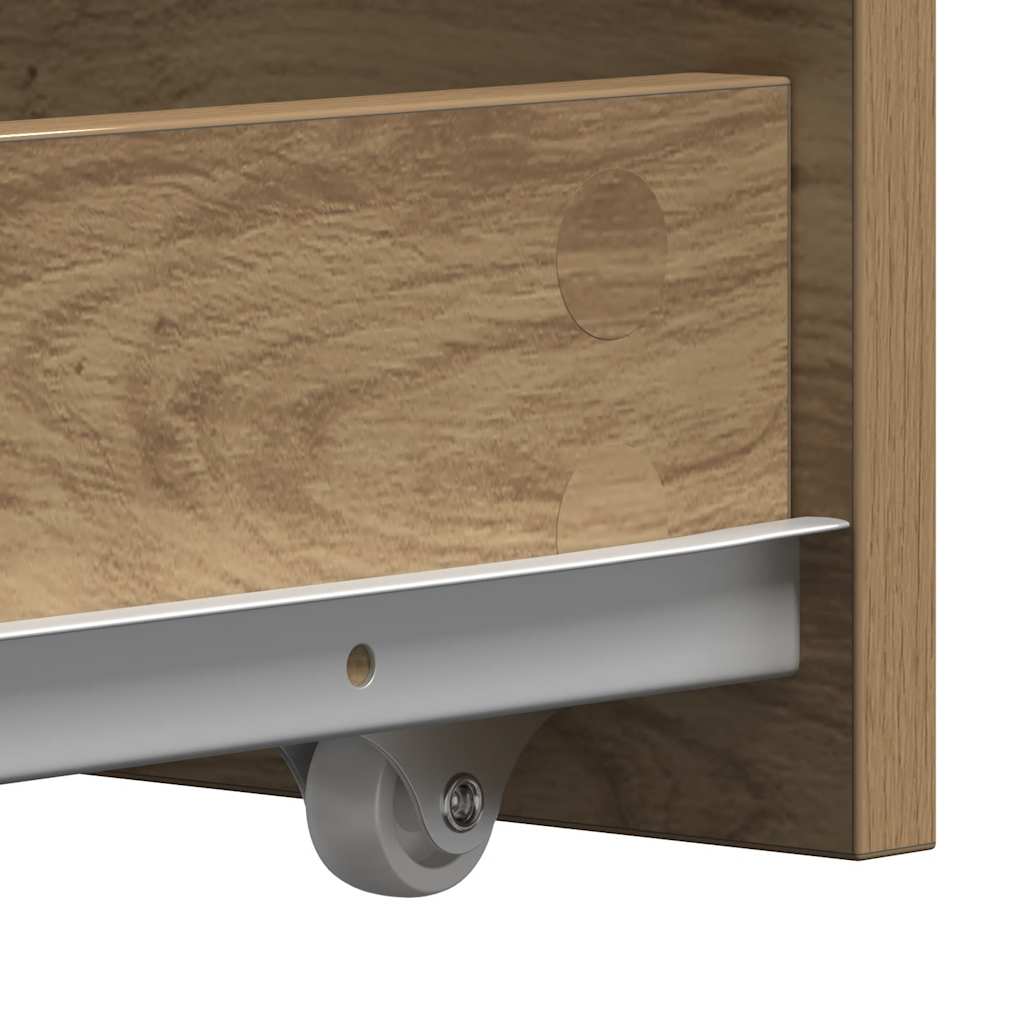 Armoire de salle de bain étroite avec roulettes chêne artisanal vidaXL - 9