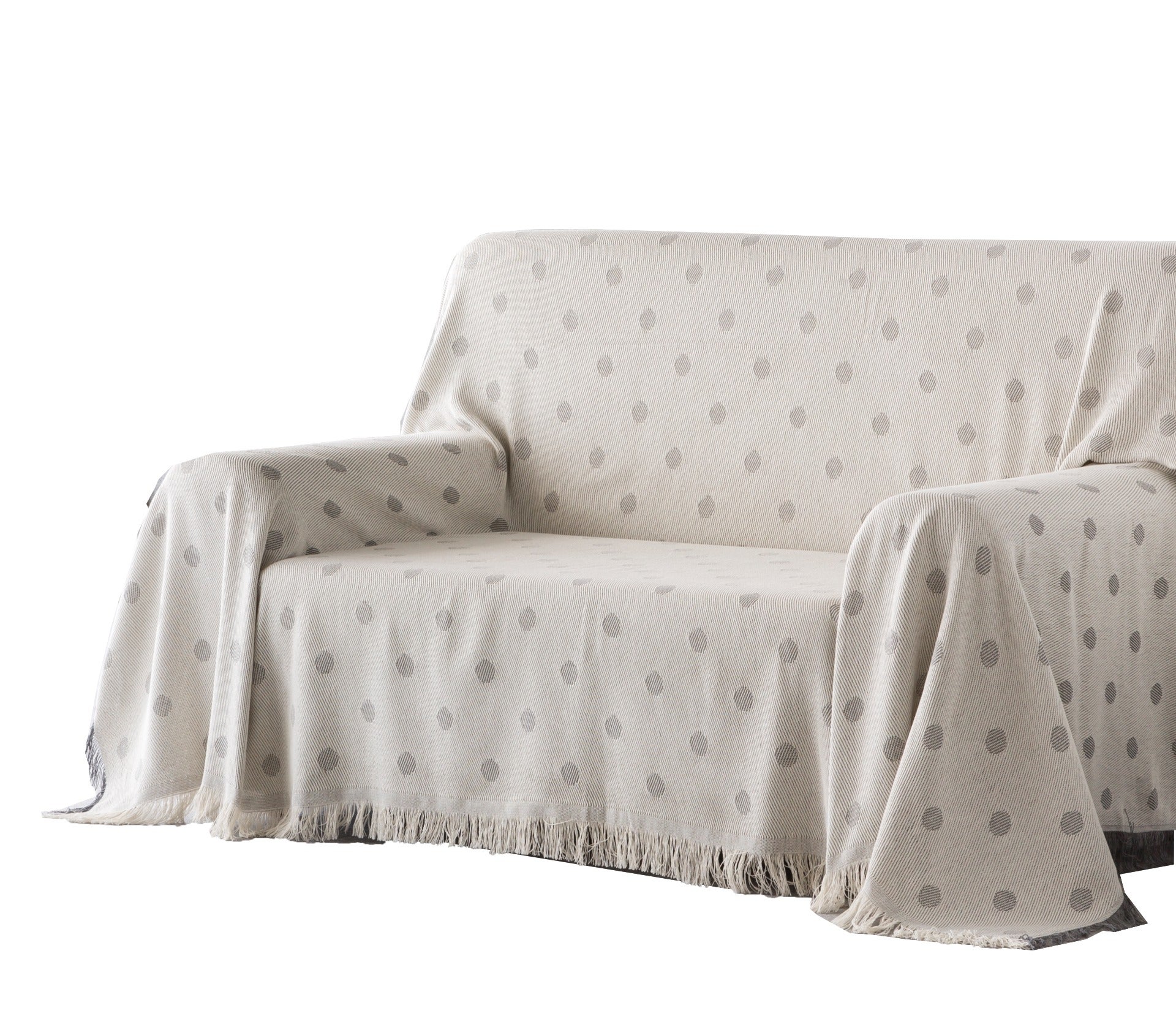 Estoralis | plaid multiusos tejido jacqard | con fleco ( 180x260 cm. anchoxalto ) modelo lunares color gris