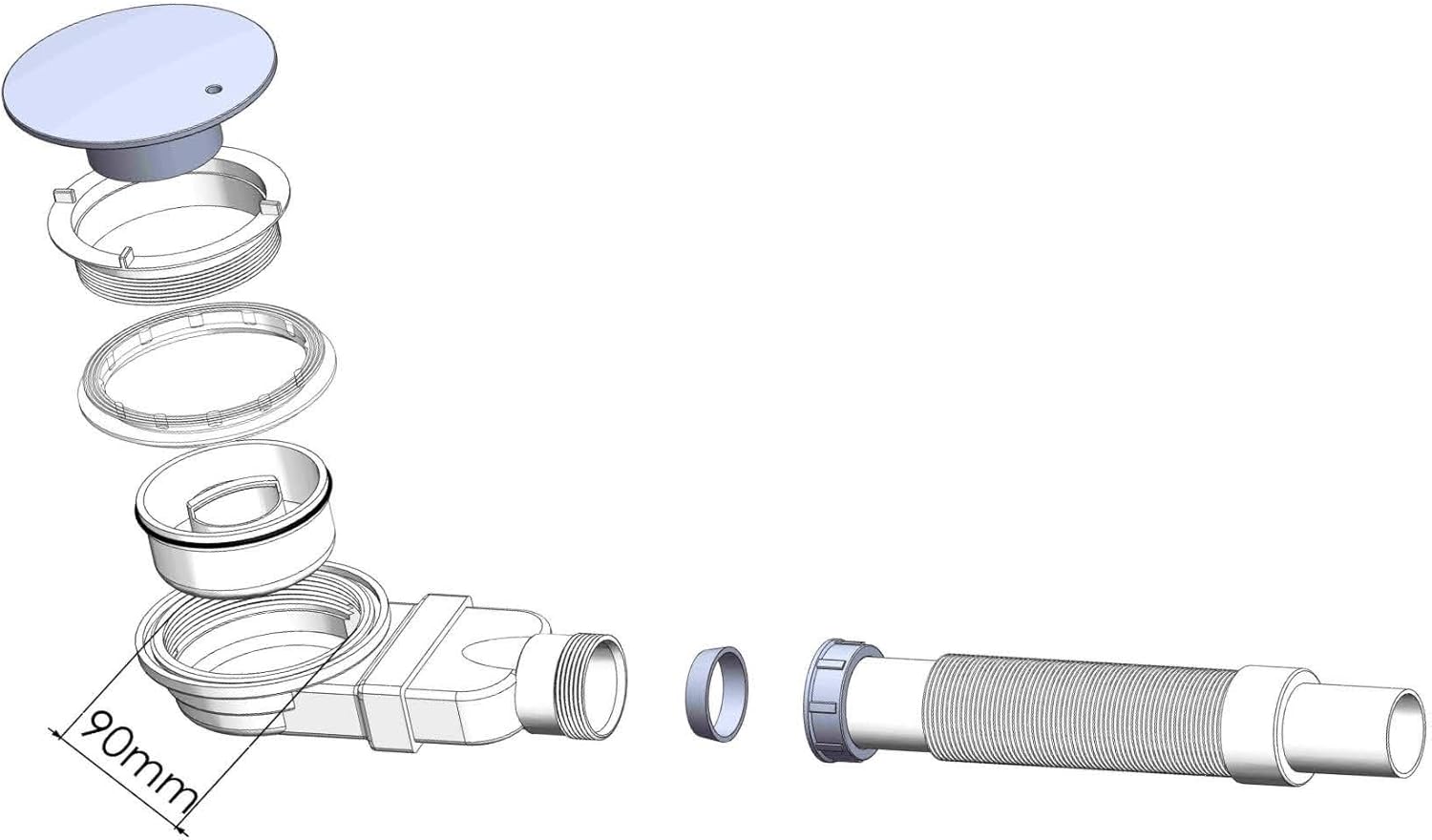 2 rotoli di scarico per doccia usa e getta adesivo in rete PVC copertura di scarico per doccia lineare raccoglitore per capelli con strumento di rimozione per scarico a pavimento