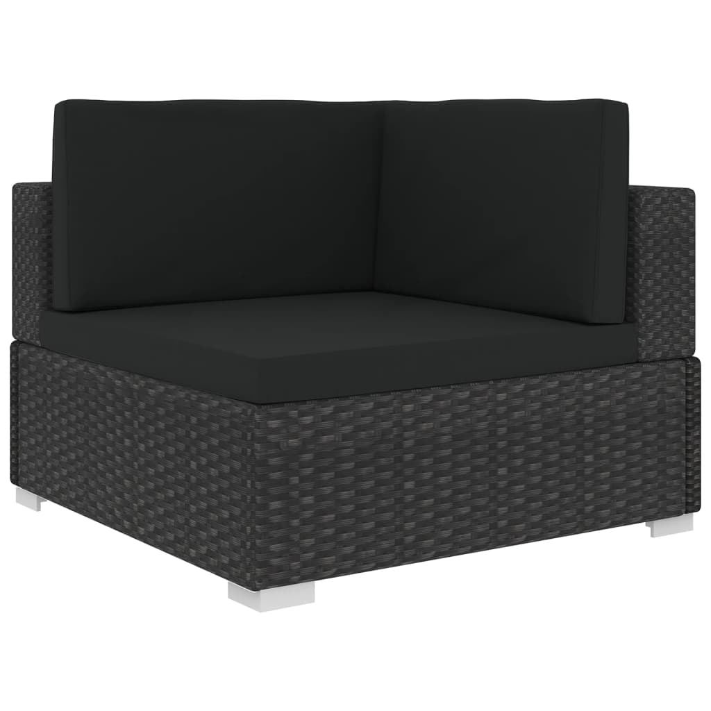 Maison Exclusive - Set Divani da Giardino 5 pz con Cuscini in Polyrattan Nero - 4