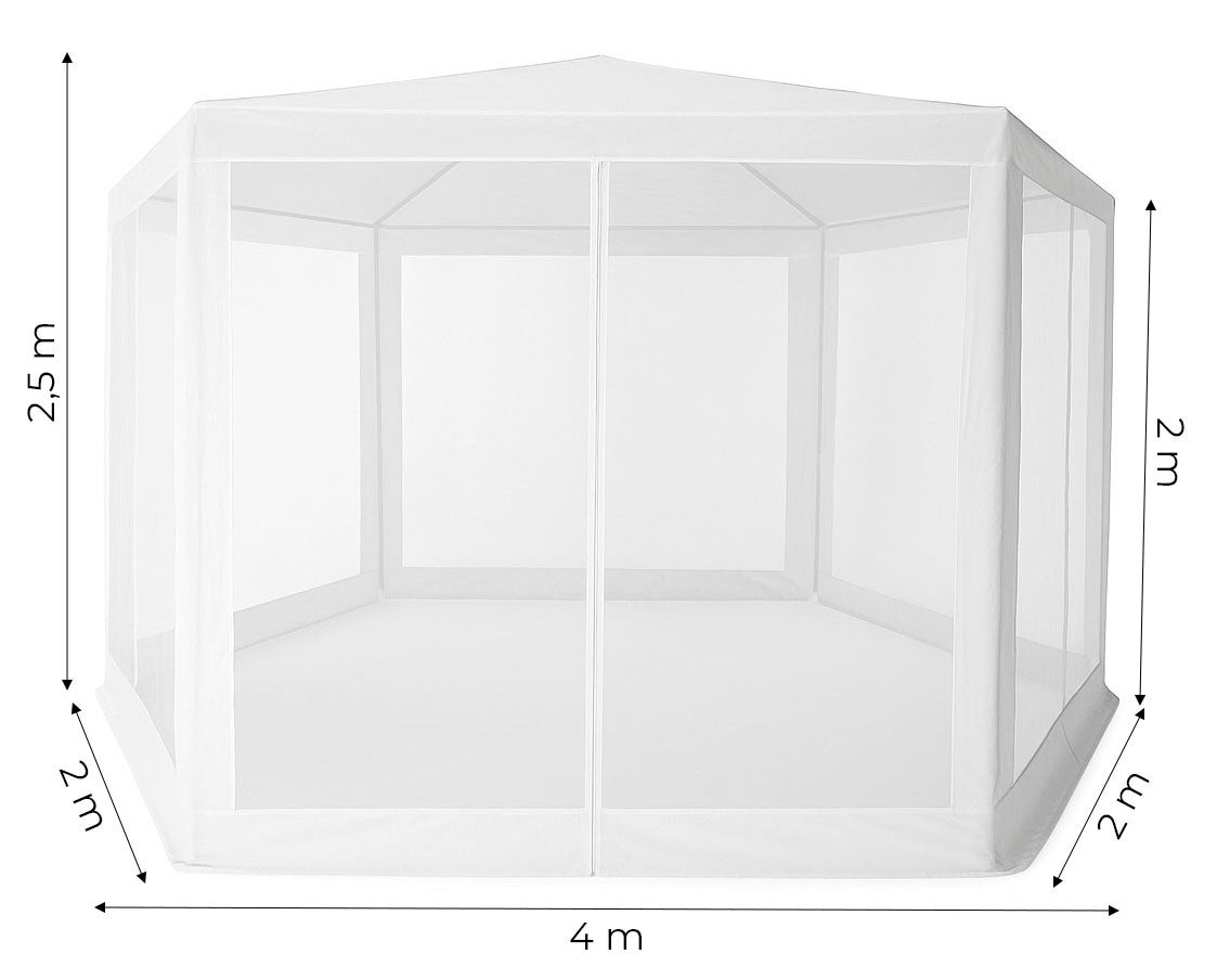 Namiot pawilon ogrodowy handlowy 2x2x2 m z moskitierą biały MultiGarden - sześciokątny - 9