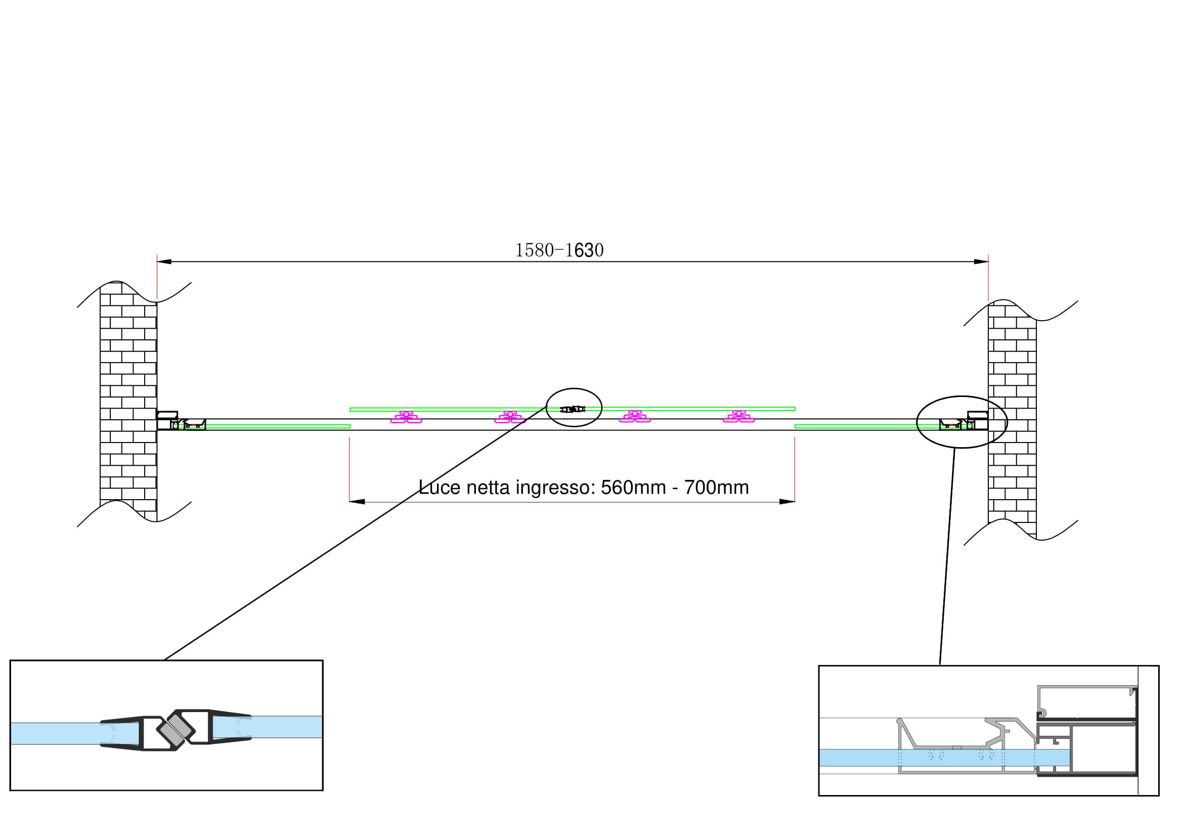 Porte de douche de 6 mm pour installation en niche avec quatre portes et ouverture centrale H.190 - 158-163 - 9