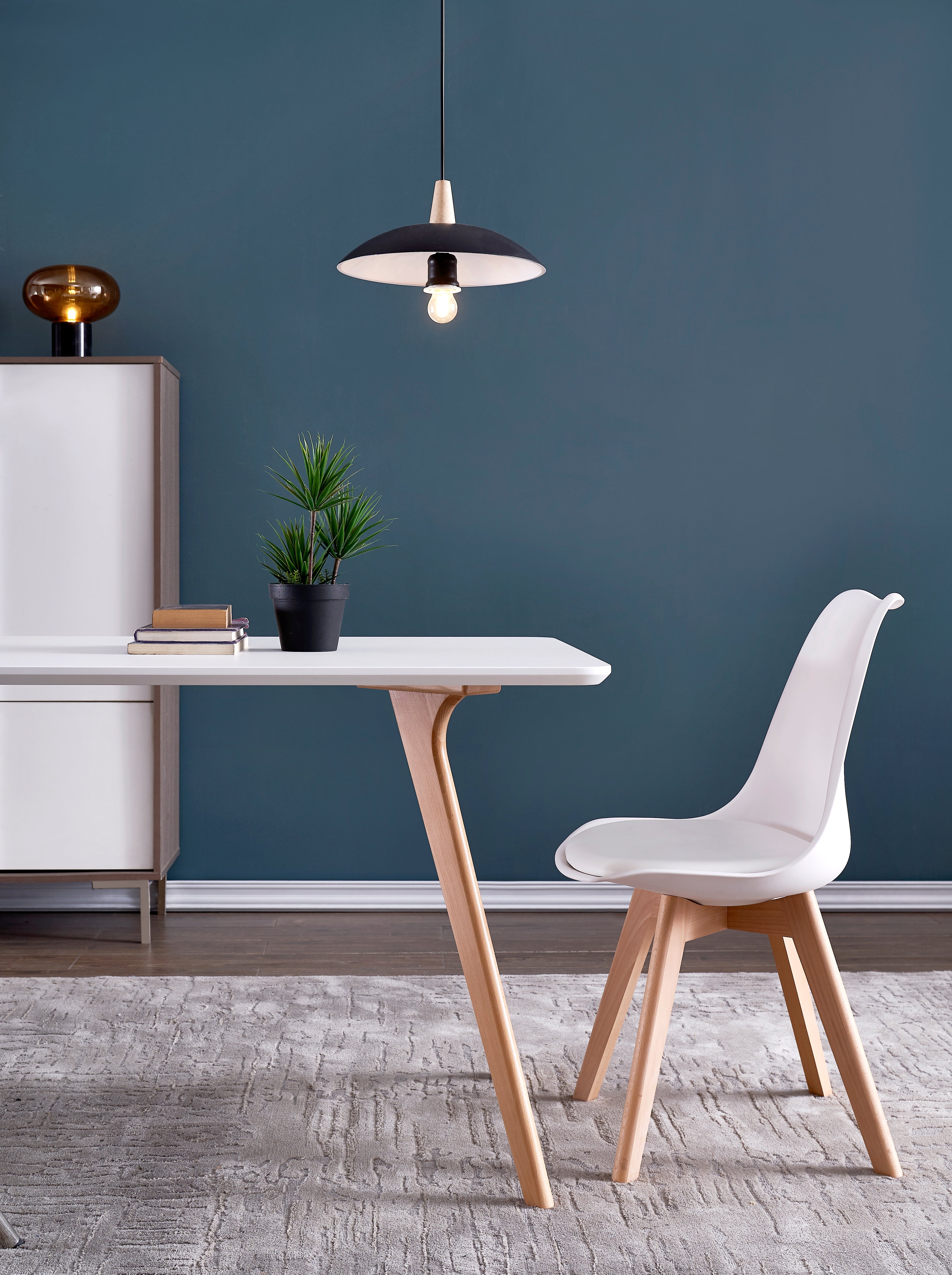 TEENO Chaises de Salle à Manger scandinave, Chaise de Bureau rétro, Blanc, Lot de 4 - 8