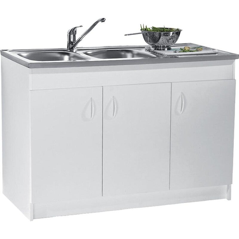 Néova - Meuble sous-évier SIM'NF mélaminé blanc 2 Portes - 90cm - S12N02090 - 3