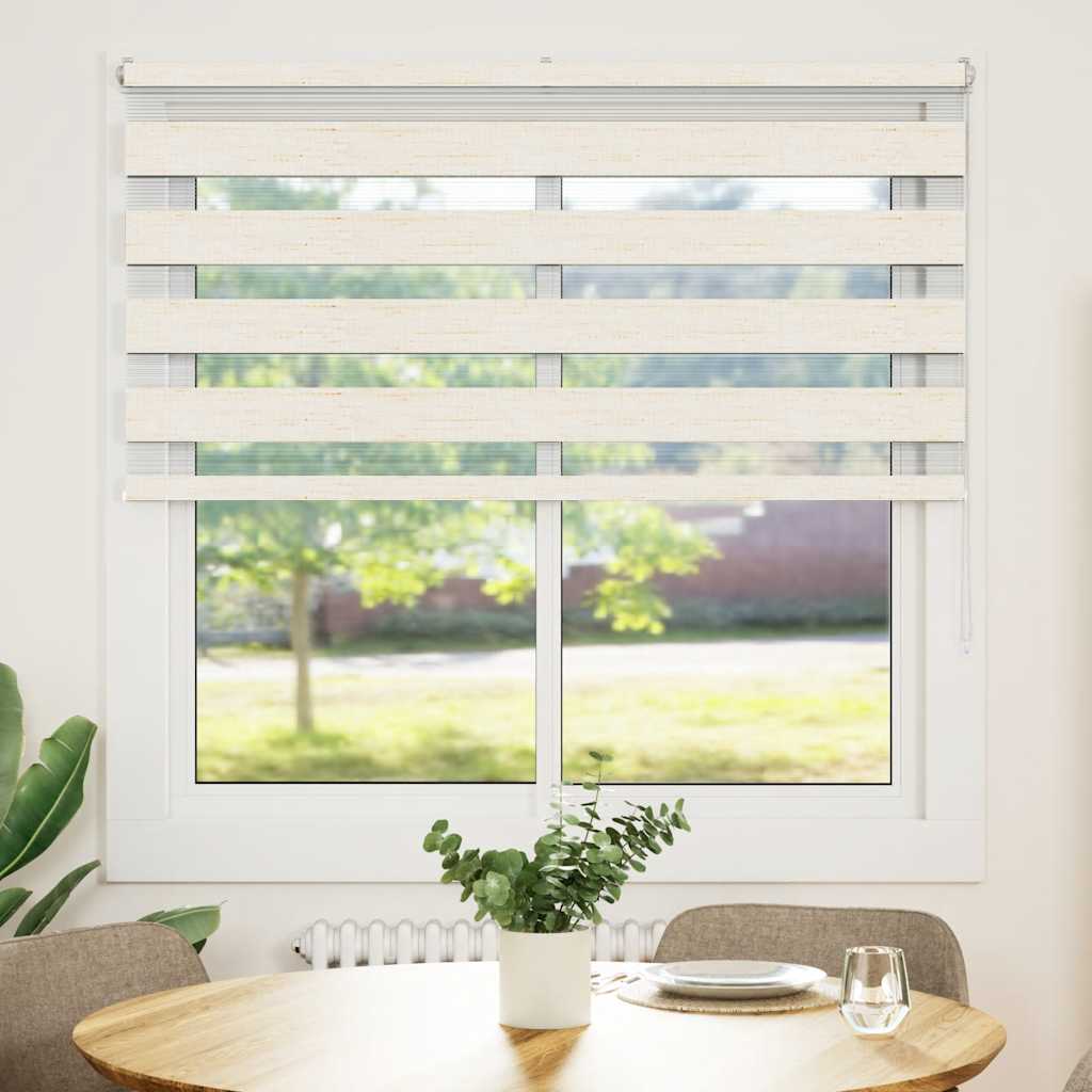 Estor cebra de tejido y poliéster beige mármol, 135,9 cm - 2