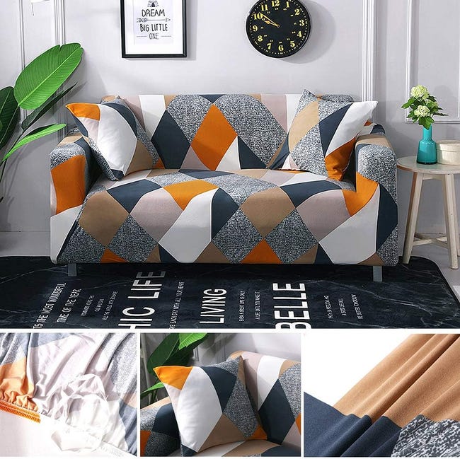 Housse Coussin Canapé Extensible L - Protection Antidérapante Élastique Gris