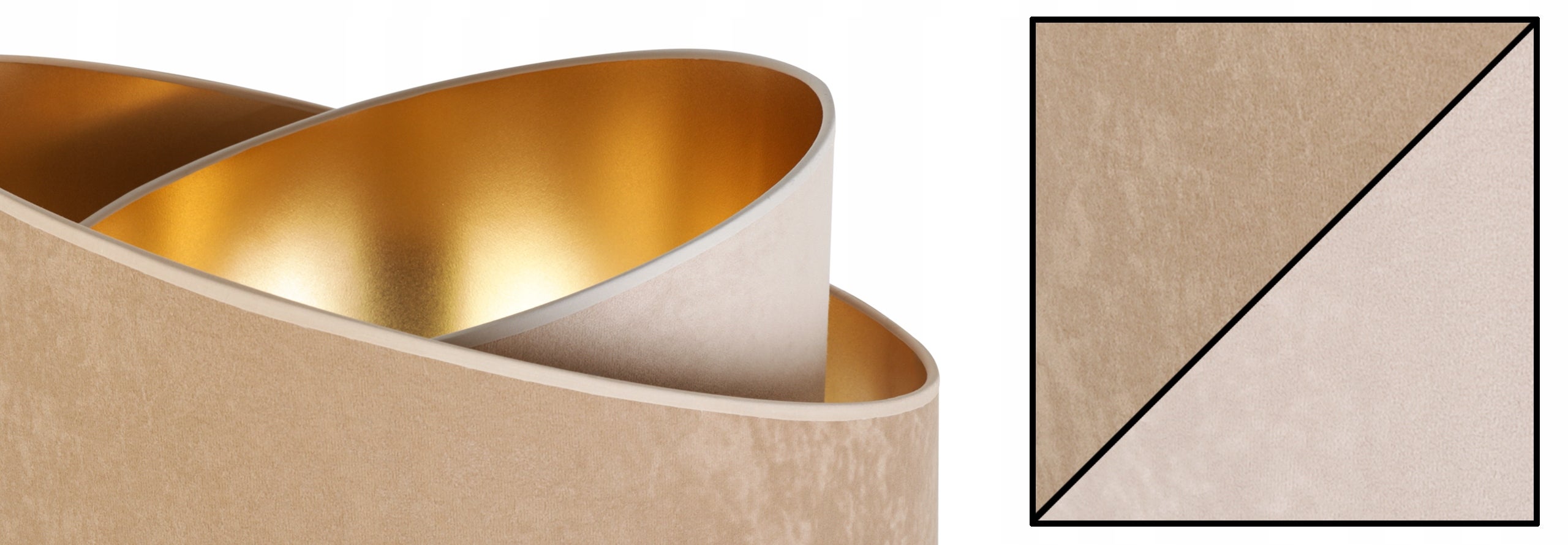 Lampa sufitowa wisząca elegance welur 1xE27 klosz niesymetryczny złoto/beżowy Light Home LH - 5