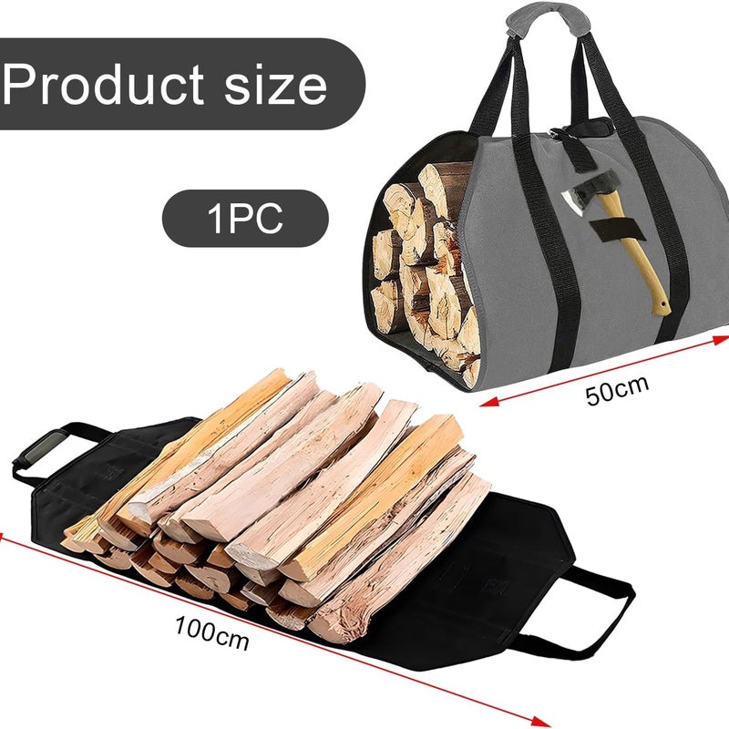 Torba na drewno opałowe, Torba na drewno opałowe, Torba płócienna na drewno opałowe, Torba wodoodporna (szara)