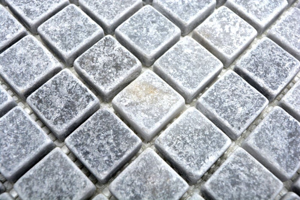 Carreau Miroir Décoratif En Pierre De Marbre Bardiglio - Gris Anthracite - Pour Mur Intérieur