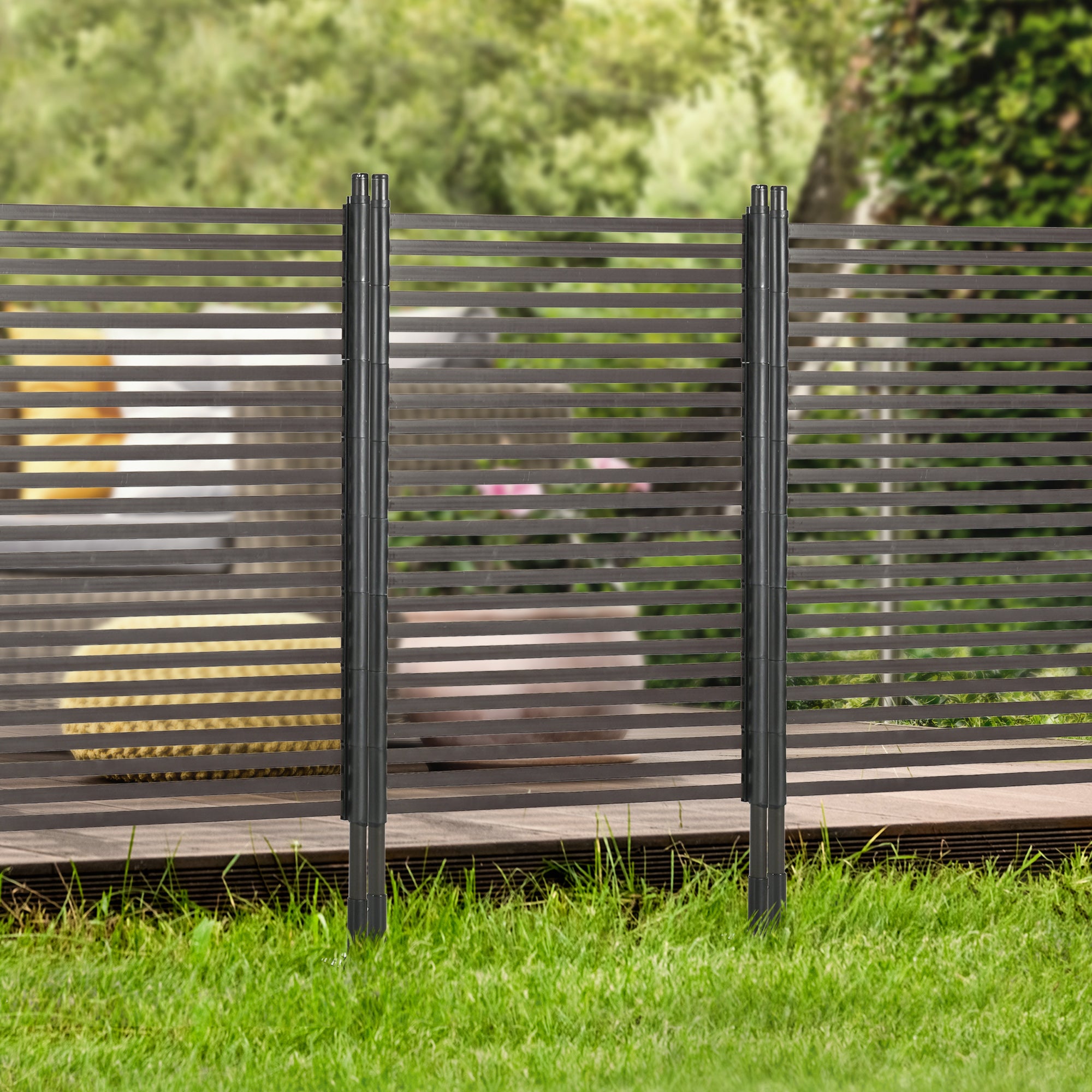 Clôture de jardin en acier avec revêtement PE, 2 modes d'installation pour plantes et animaux, 93 x 22 x 150 cm, marron - 10