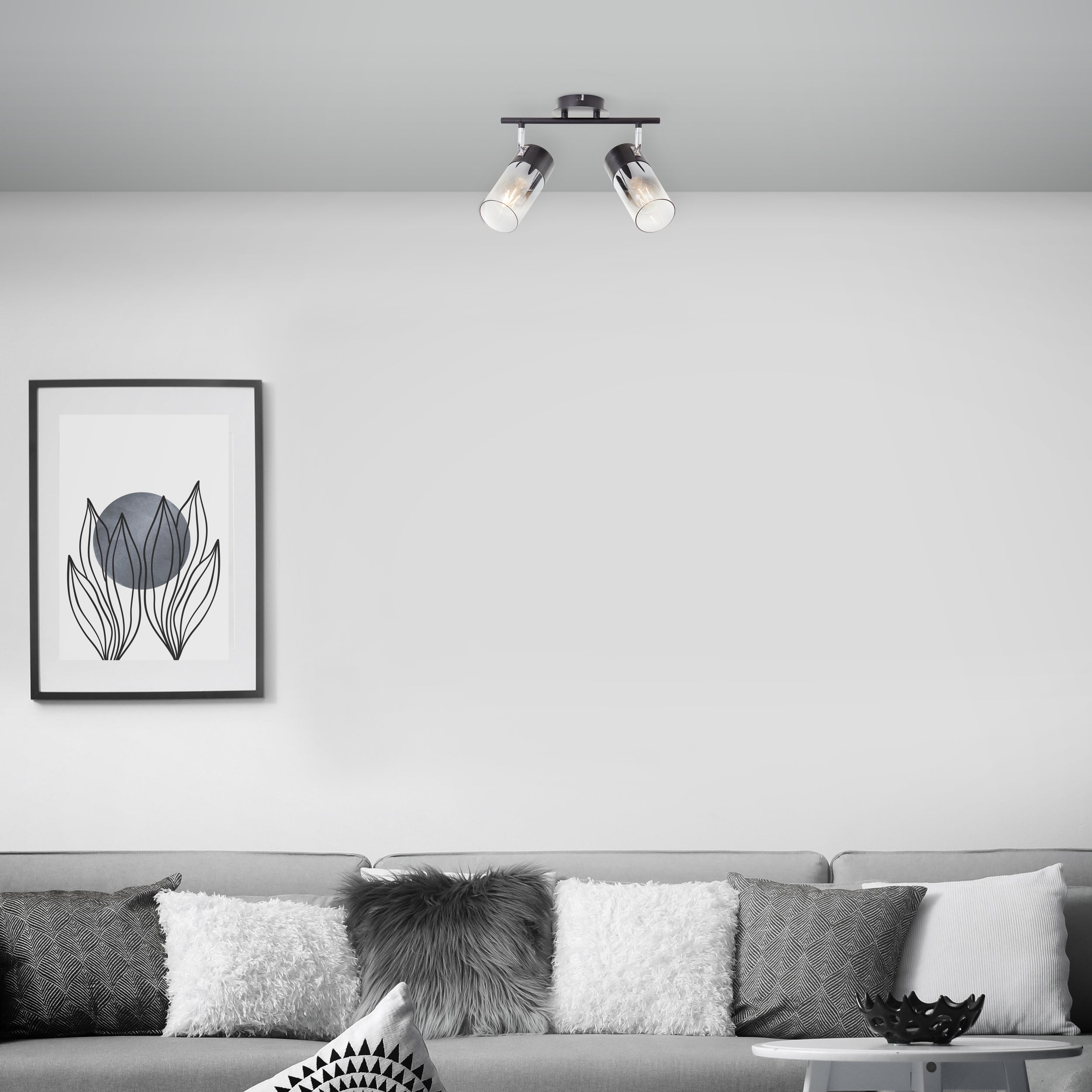 Lampa Brilliant Alia spot bar 2 lampy czarny/dymione szkło drewno/czarny metal 2x A60, E27, 40 W - 7