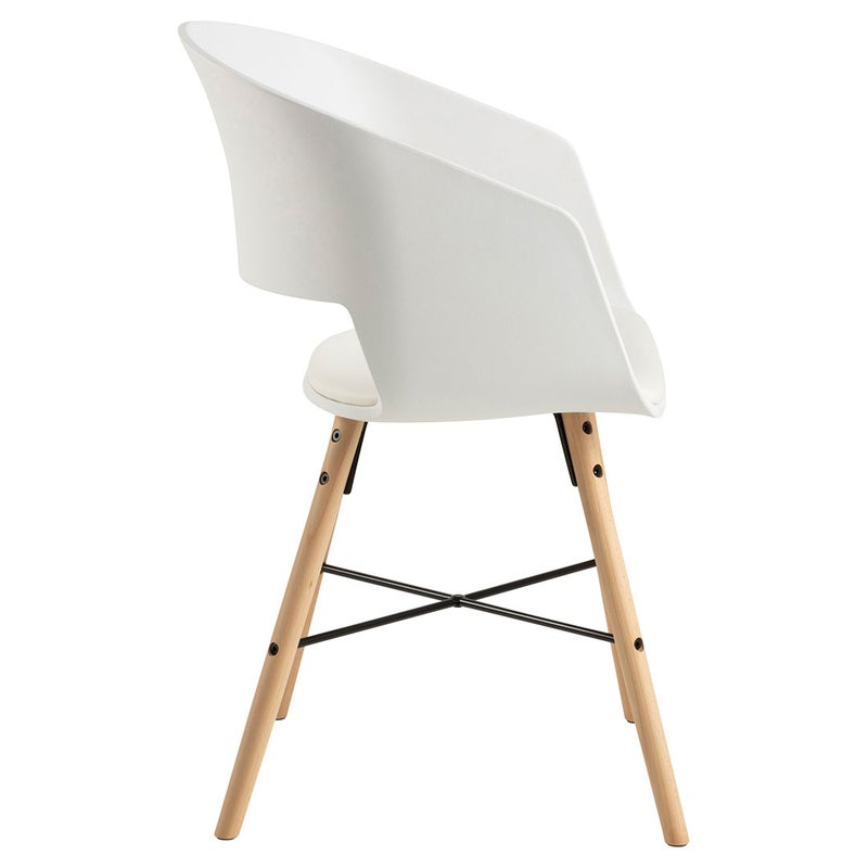 Luna krzesło stołowe z podłokietnikami PU skóra biała.