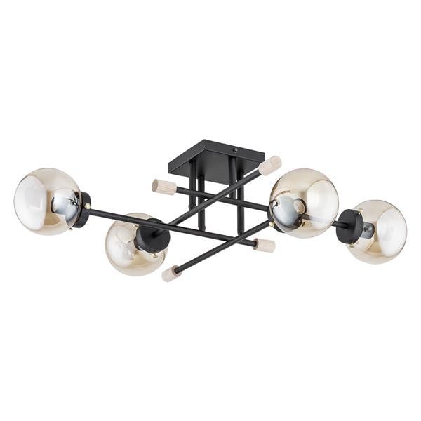 Lampa wisząca Transfer czarno-bursztynowy 4xE14x10W wym: 21 x 85 x 60 cm szkło Alfa
