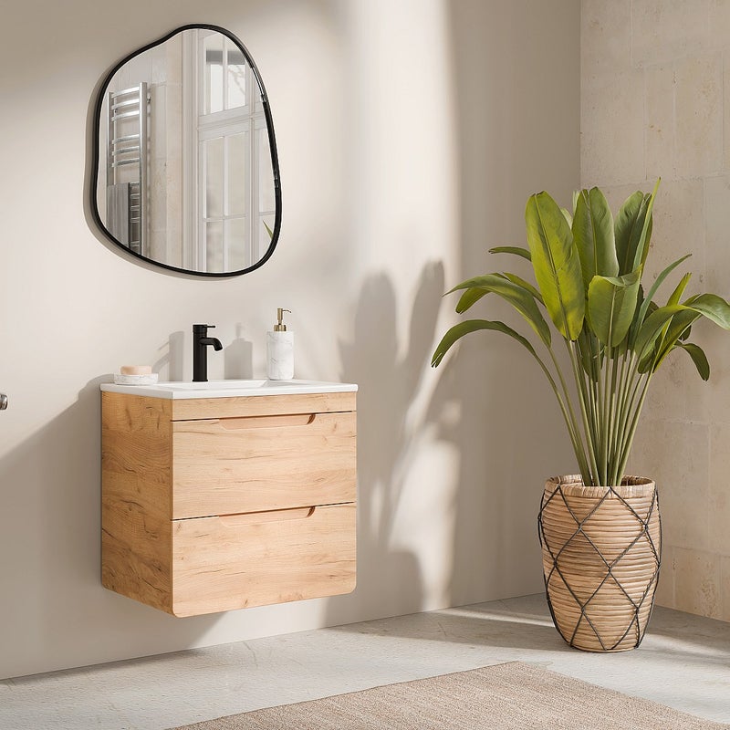 Szafka pod umywalkę wisząca naturalna - 60 cm - ARUBA