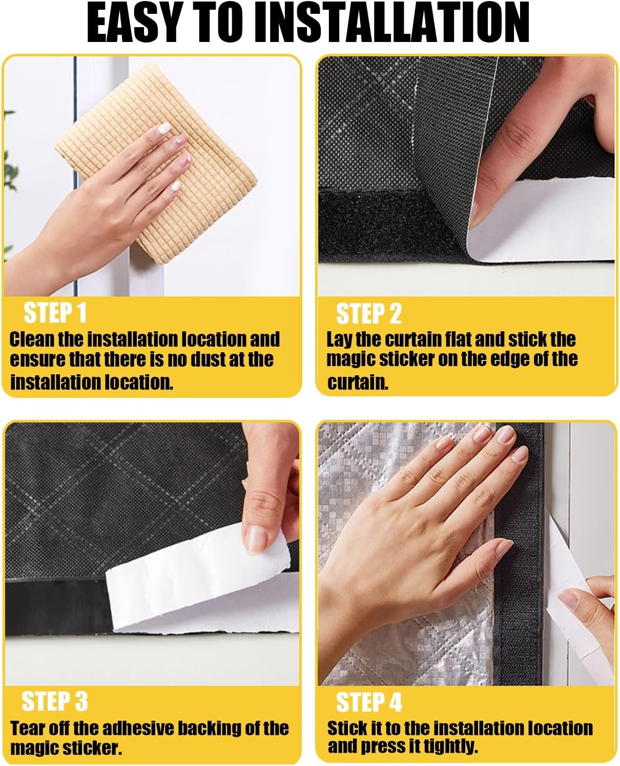 Tende oscuranti termoisolanti da 150*150 cm, tende insonorizzate, tende autoadesive, protezione solare, tende antivento - 4