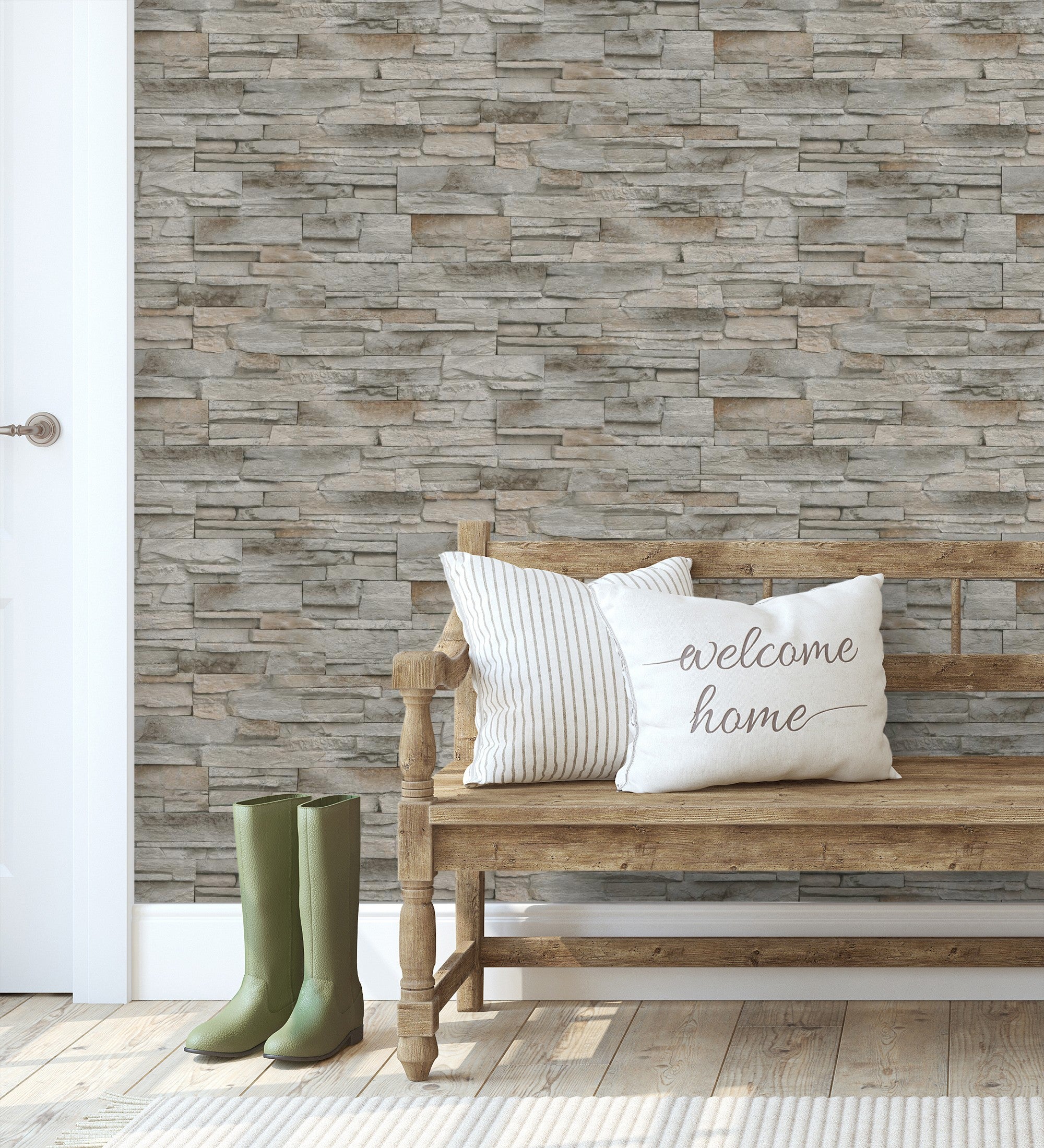 Papel pintado vinílico lavable de piedra pizarra con textura en relieve - dakota stone 682657 de gaulan - rollo de 10 m x 0,53 m