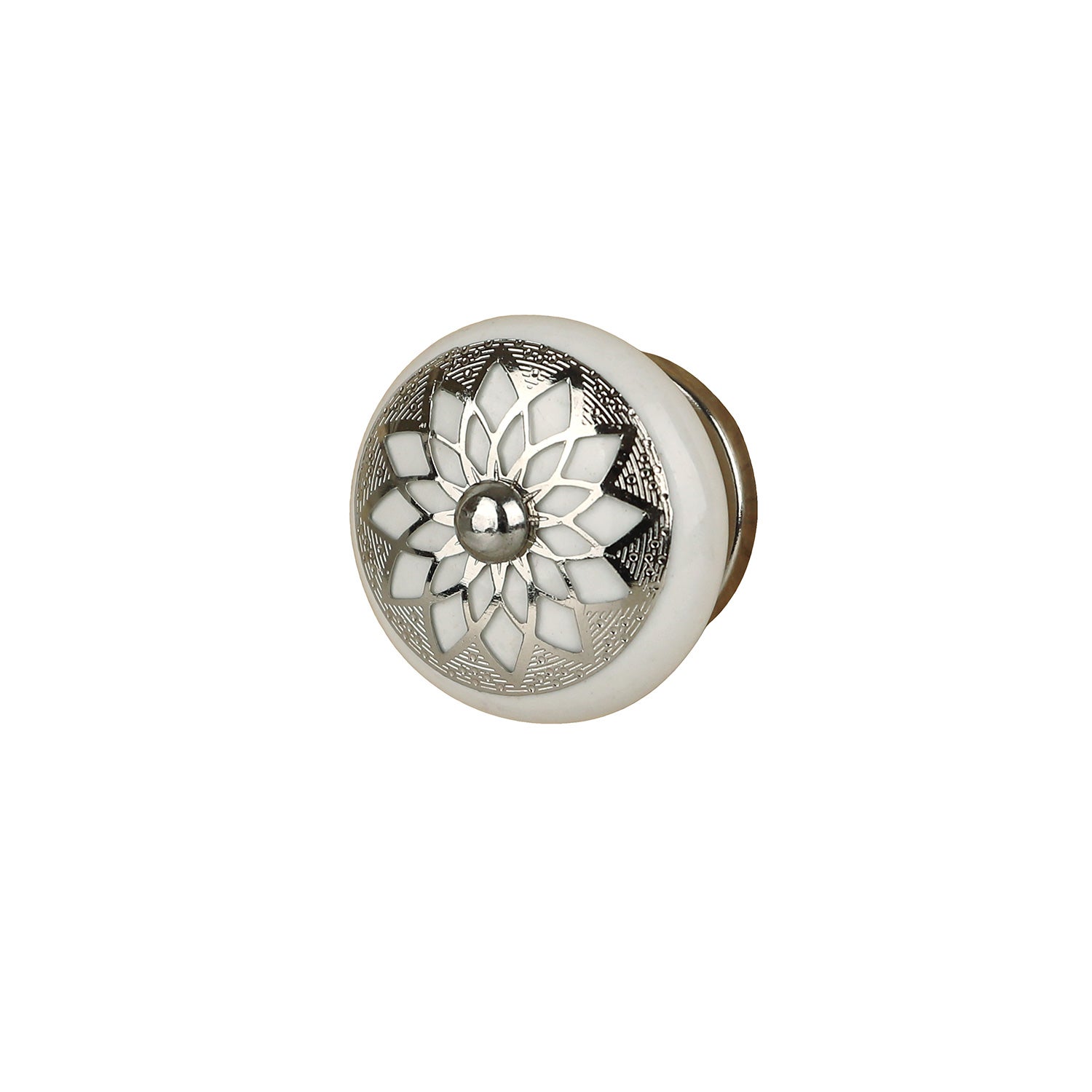Bouton de meuble SEQUIN, Porcelaine blanc argent Ø35 mm - 3