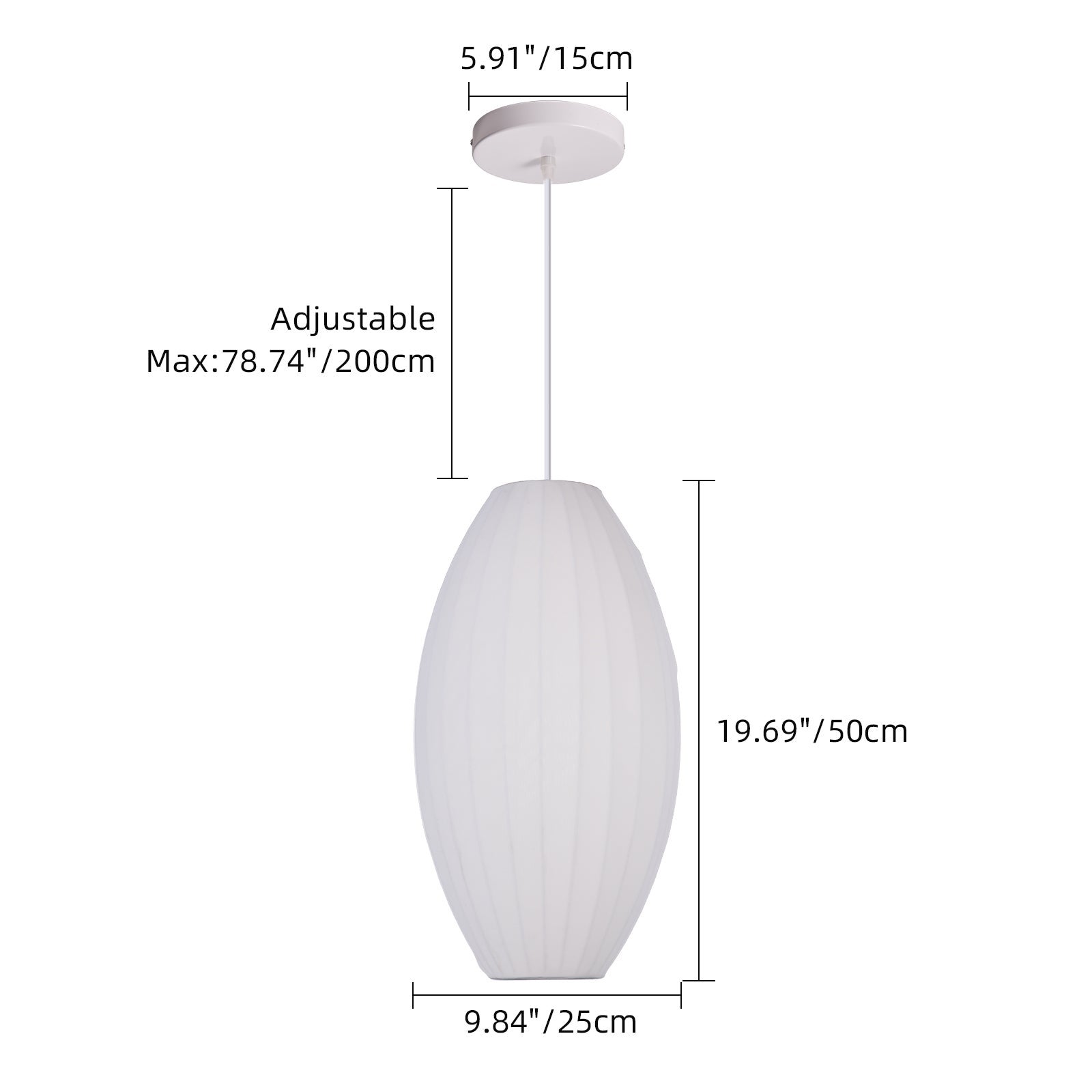 Suspension en polyester moderne et,pour la décoration de la chambre,de l'îlot de cuisine et de la salle à manger,D25 x H50cm,Blanc - 4