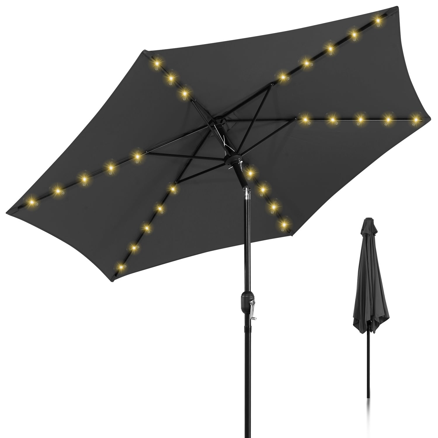 Parasol de jardin extérieur imperméable de 9 pieds avec inclinaison et manivelle Parasol de jardin extérieur imperméable de 9 pieds avec inclinaison et manivelle