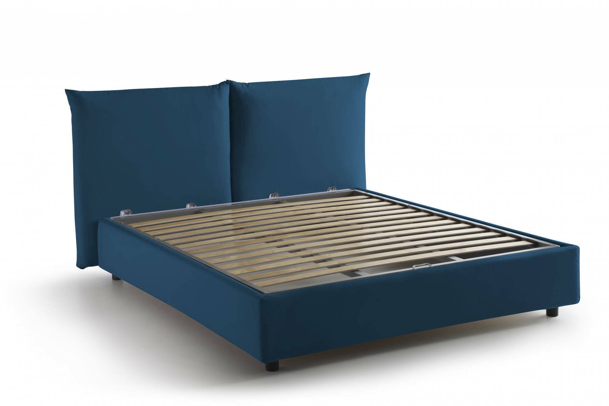 Lit Double Made in Italy, Déhoussable avec Coffre, Matelas 160x200 cm, bleu - Aghineo - 6