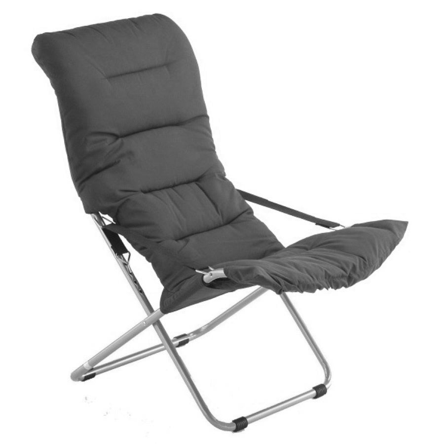 Sdraio Relax Fiam Soft Art 127S - Struttura In Acciaio Antracite, Imbottito Verde - Reclinabile 3 Posizioni
