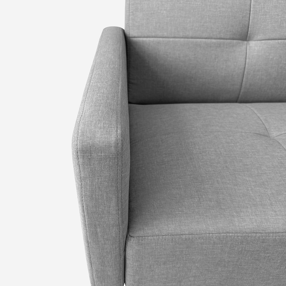 Divano letto 2 posti nordico in tessuto con bracciolo portabevande Donum - 8