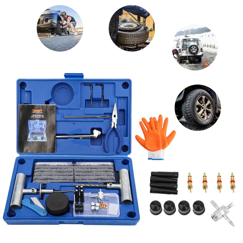 Kit De Réparation De Pneu Métal - 5 Mèches Incluses - Pour Voiture, Moto, Vélo - Dépannage Crevaison