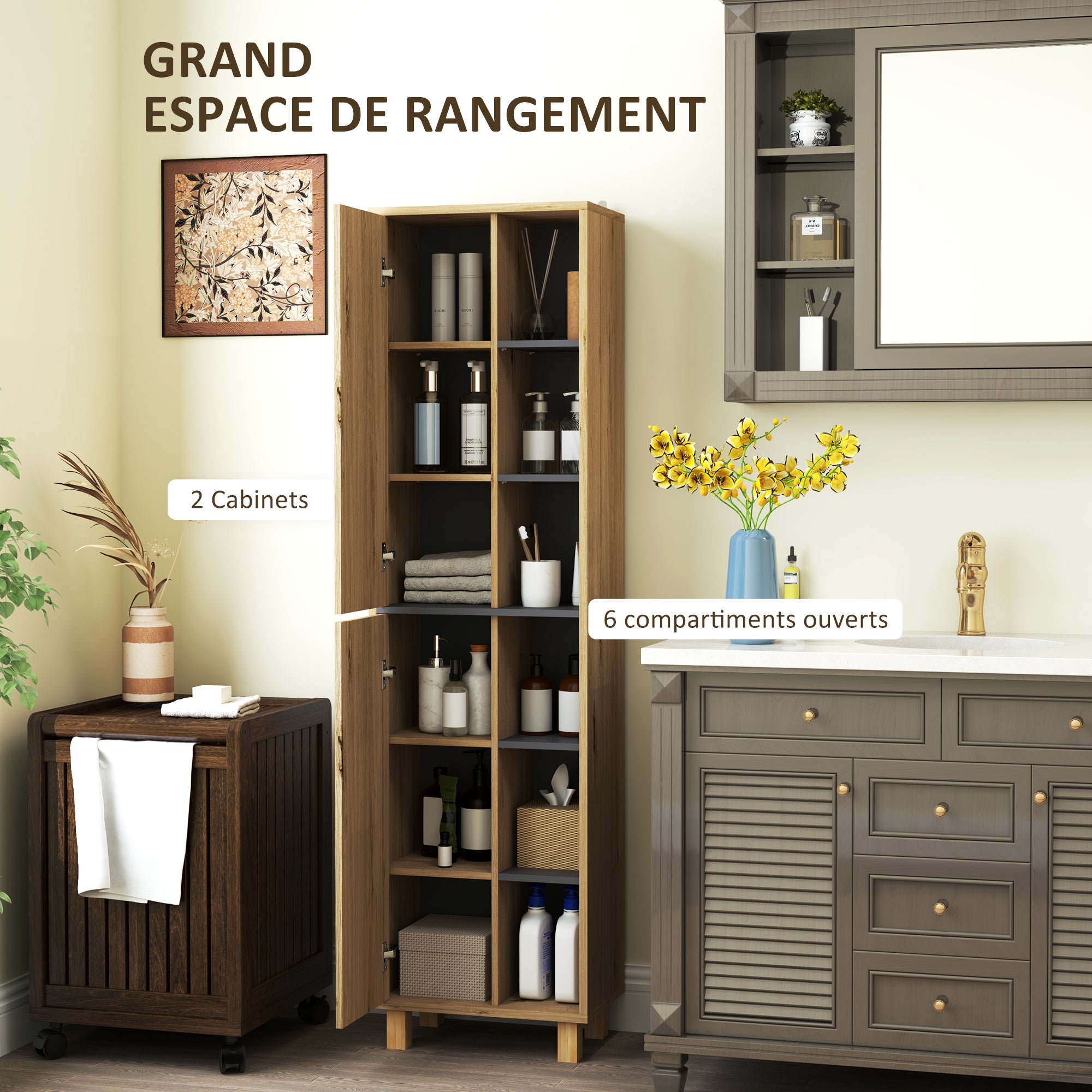 Meuble colonne salle de bain MDF HOMCOM - 4