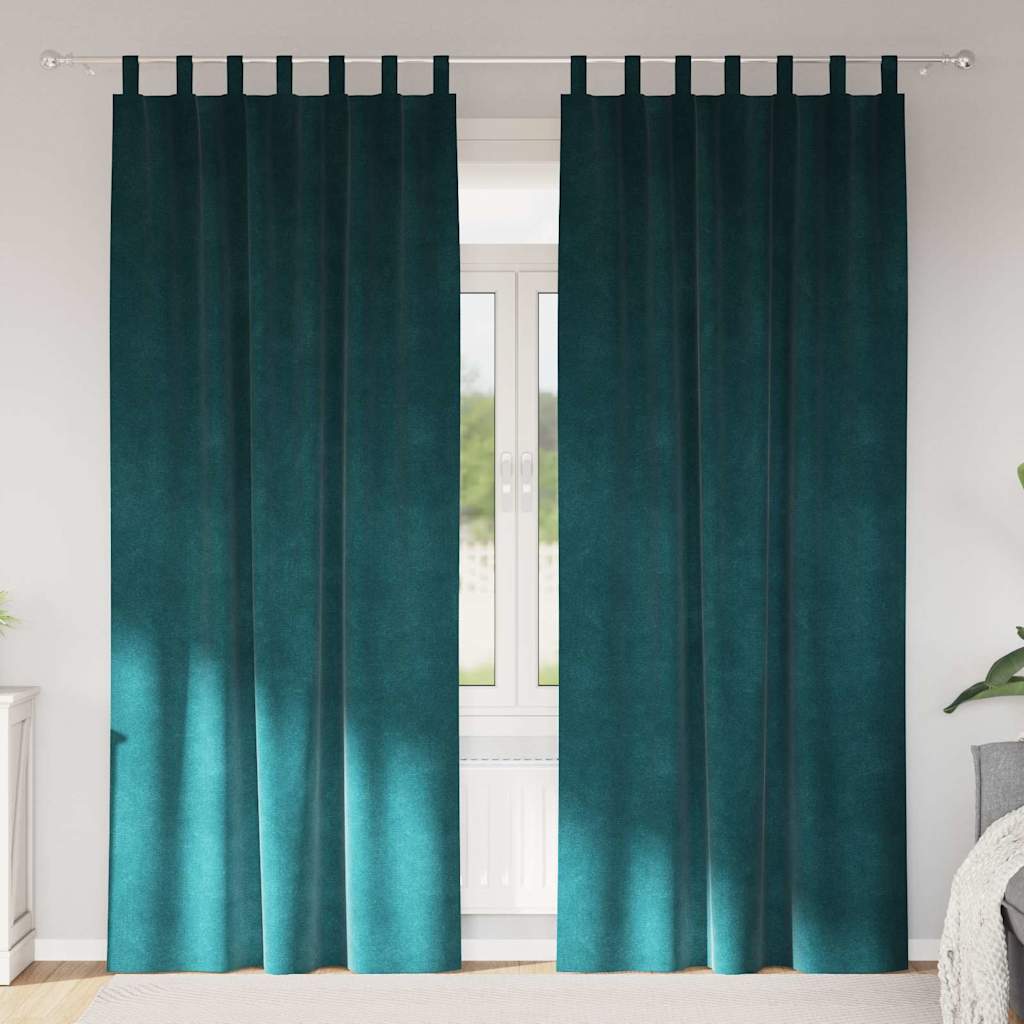 Zasłony zaciemniające 2 pcs Ciemna zieleń 140 x 225 cm Aksamit vidaXL