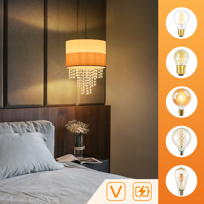 Nettlife Lampa Wisząca Vintage 1xE27, Kryształowa, Regulowana, Retro do Jadalni i Sypialni (Brak żarówki) - 2