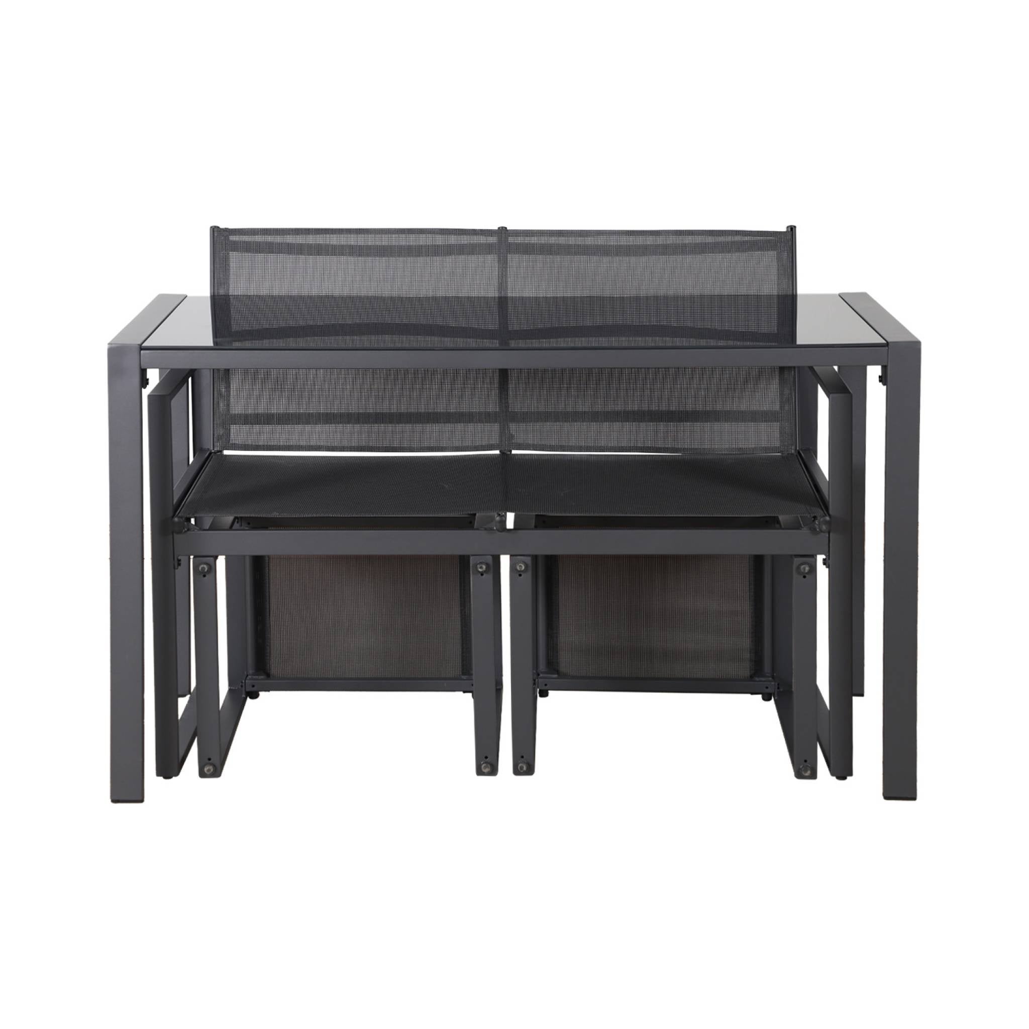 Conjunto de mesa de jardín encastrable, 4 plazas Antracita - 125x59.5x74 cm - 9