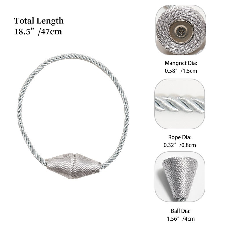 Magnetyczne uchwyty do zasłon – z ulepszonym większym magnesem – 2 sztuki, 47 cm, pomarańczowe - 5